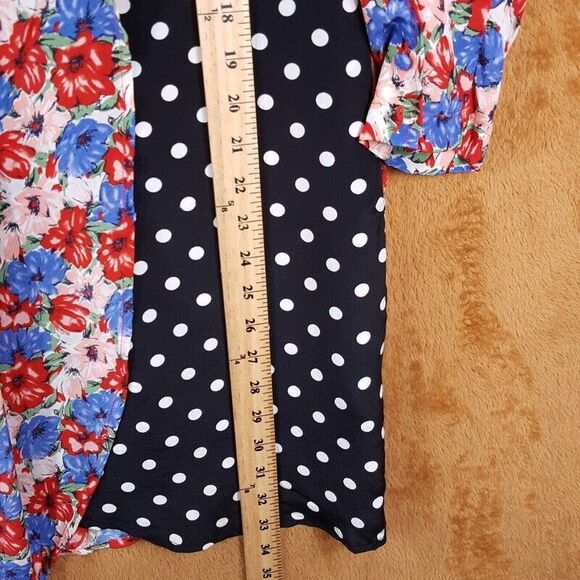 RIXO Womens Wrap Dress XS Black Floral Polka Dot Mixed Print Mini Silk CHERIE - Picture 10 of 11